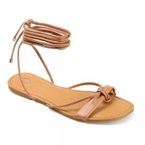 Journee Tan Strappy Lace Up Sandals Size 7.5